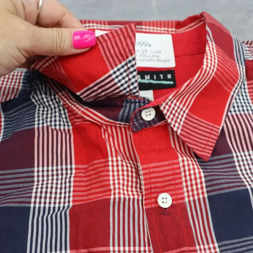 Rocksmith Shirt Men 3XL Red Black Plaid Long Sleeve Button Up Collared Color Blk